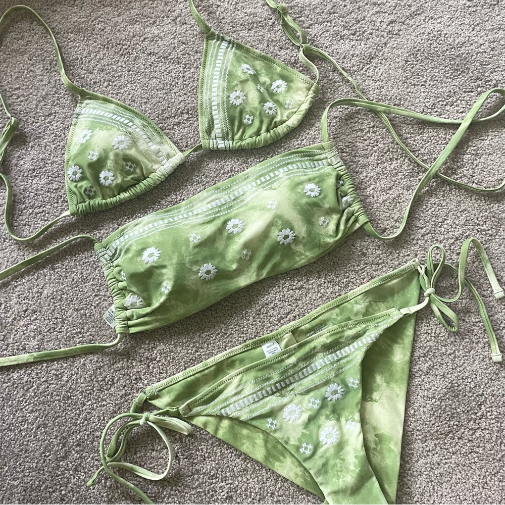 Aerie Green Floral Bikini Set